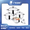 Cross-border hollow double-ear pot, household thickened pot, tableware four-piece set, stainless steel pot pots manufacturer wholesale, universal details Picture